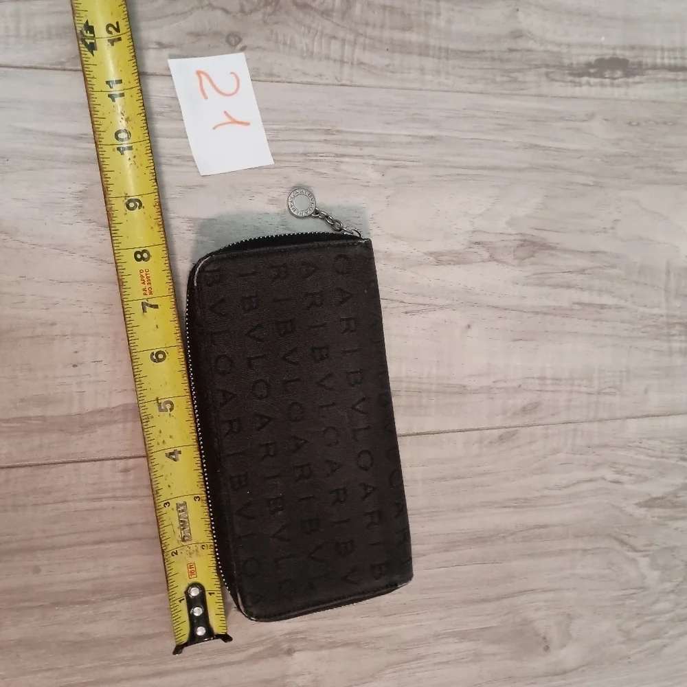BVLGARI's Logo Mania Canvas Zip Around Long Wallet Black